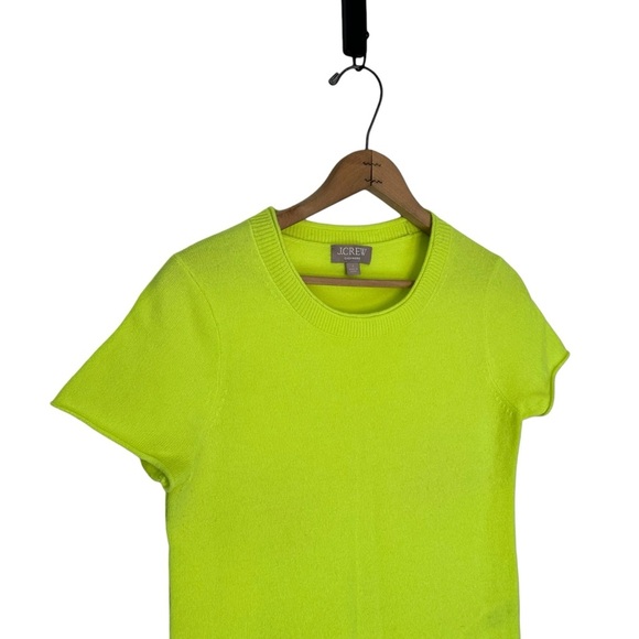 J. Crew Cashmere Relaxed T-Shirt Short Sleeve Sweater Lemon Sorbet Size Small - Picture 3 of 9